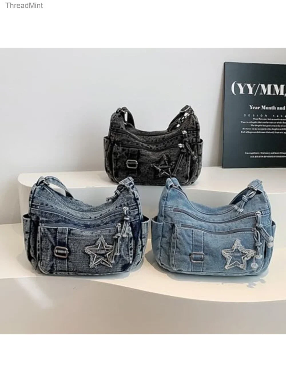 Denim Crossbody Bag Vintage Jean Shoulder Purse Canvas Satchel Messenger Hobo